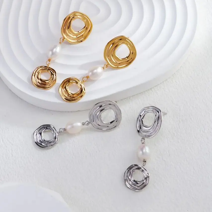 الطبيعية الباروك اللؤلؤ قلادة لؤلؤ المياه العذبة القرط فريد 18K مطلية بالذهب اللؤلؤ والمجوهرات للنساء هدايا عيد الميلاد/عيد الميلاد #6