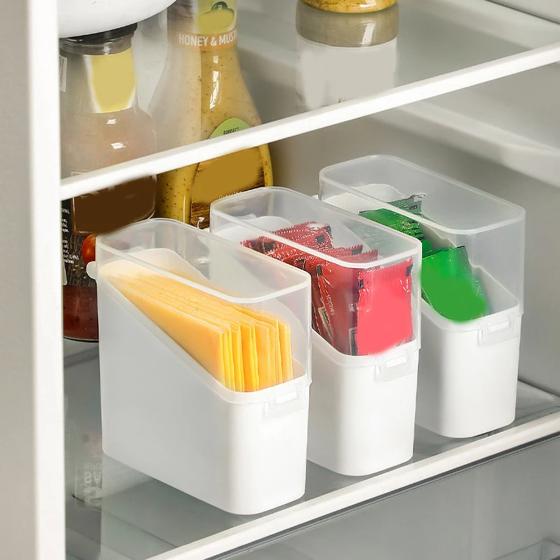 Refrigerator Organizer Case Tea Bags Storage Cheese Coffee Holder Bins Clear Kitchen Sorting Organizing Box