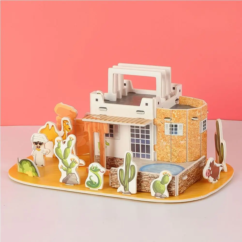 3D Puzzle Building 3D Puzzle Paper Jigsaw Assembly Building Blocks DIY House Model Puzzle DIY Handmade Paper Card Jigsaw