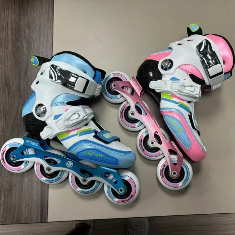 المهنية بنين بنات أطفال ألياف الكربون زلاجات دوارة أحذية مع اللون الأزرق الوردي 4 عجلات 64 مللي متر 68 مللي متر 72 مللي متر حذاء تزلج بعجلات حذاء رياضة #6