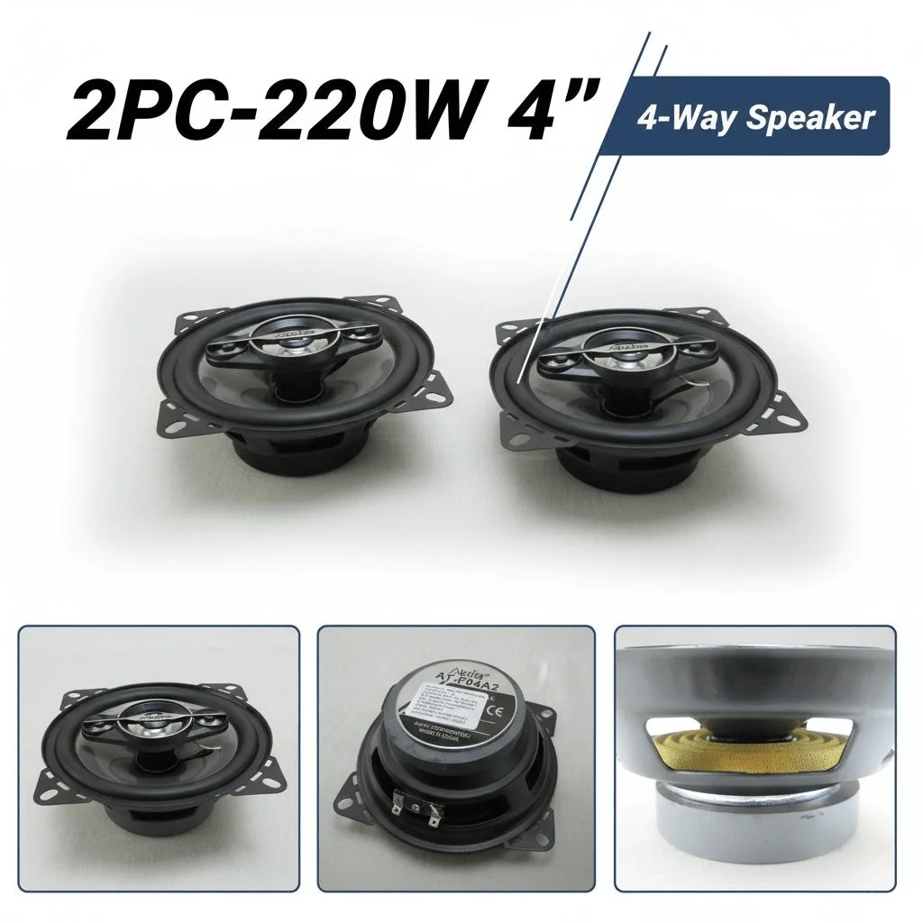 4-Zoll-Super-Heavy-Subwoofer, Koaxiallautsprecher, 4-Wege-Mehrkanal, mit Hochtöner und Staubschutzgitter, geeignet für Autos