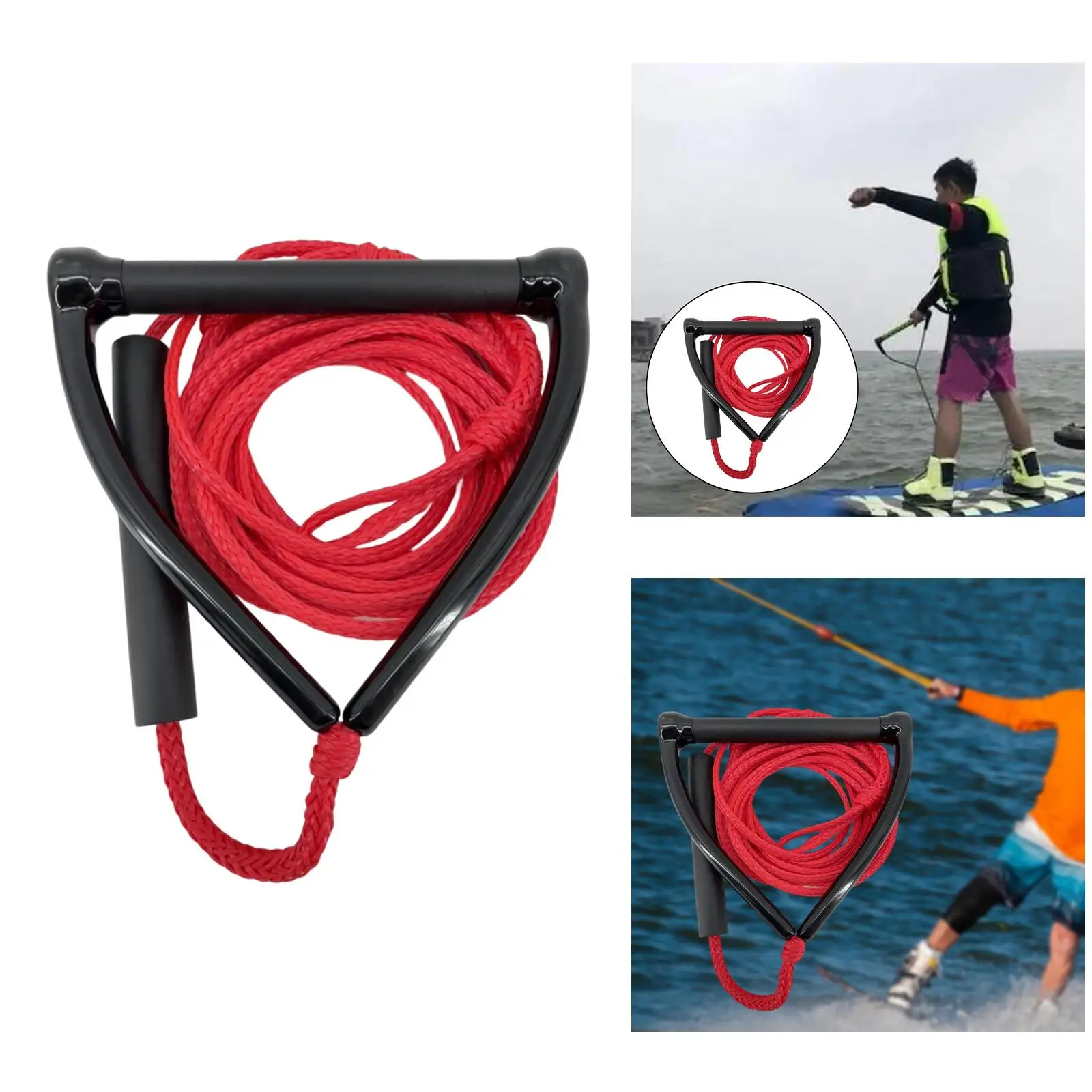 Multifunctional Water Ski Rope Heavy Duty Floating Handle Wake Surf Rope for Boating Kneeboarding and Family Use