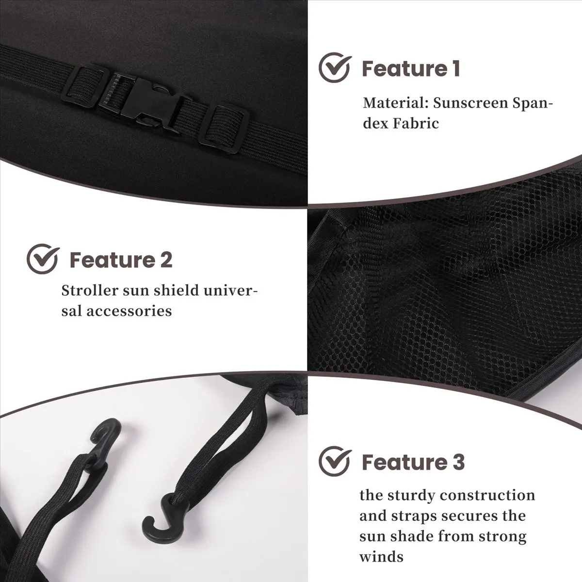 AA83 Baby Stroller Sun Visor Carriage Shade Canopy Cover Prams Stroller Accessories Car Seat Pushchair Cap Hood Black