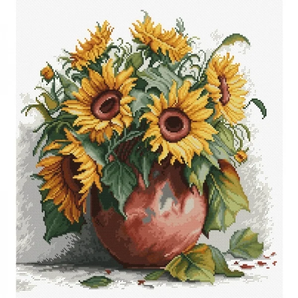 Cross stitch Kit 14CT Canvas Cross Stitch Embroidery Set Craft -21-Luca-S B7021 Sunflower Vase 42-45 Cross Stitch Set