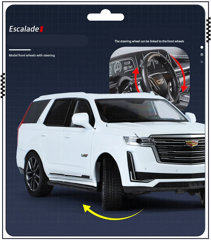 1/24 Cadillac Escalade SUV Luxus-Automodell aus Legierung, Druckguss-Metall Geländewagen-Modell mit Sound und Licht, Kinderspielzeug-Geschenk – Detail 9