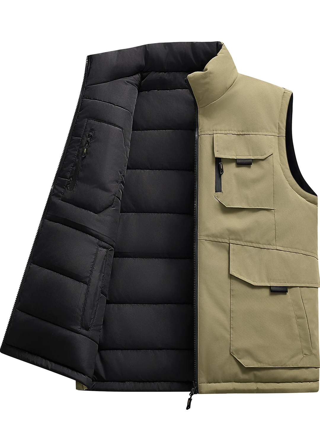 

Мужской двусторонний хлопковый жилет Thiened для улицы, рабочая одежда для фотосъемки, пальто с воротником-стойкой, большой размер, пальто с подушечкой-стойкой