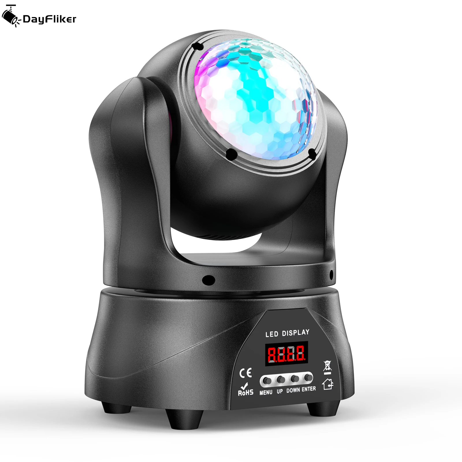 

DayFlicker 30W Double-sided RGBW 4 in 1 Lamp Beads Mini Moving Head Light DMX512 Voice Control 15 CH For DJ KTV Party Banquet