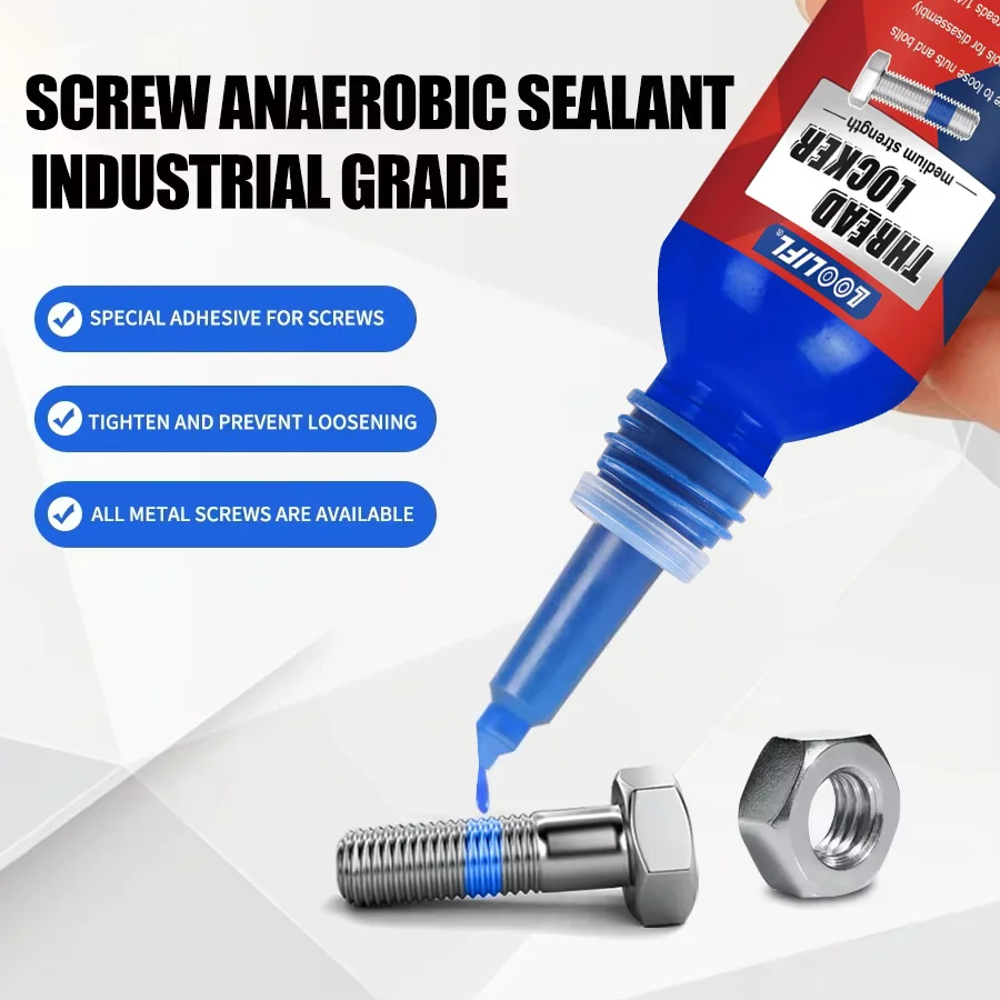 

LOOLIFL Thread Locker Blue 10g-50ml Anaerobic Sealant Industrial Grade Screw Glue for Metal Bolts Nuts Anti-Loosening Adhesive