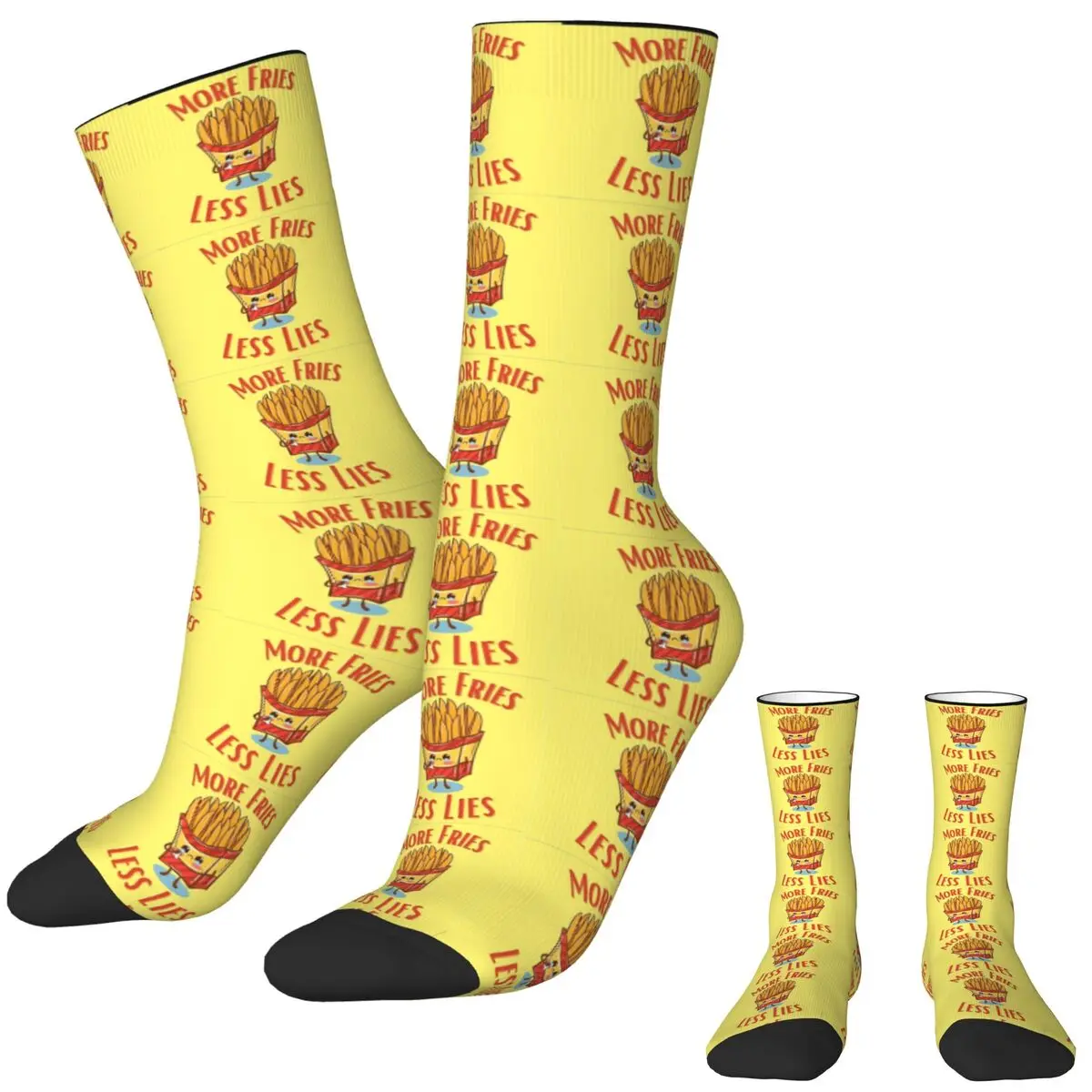 French Fries Stockings Men Socks Breathable Vintage Socks Autumn Cycling Non Skid Pattern Socks Gift Idea