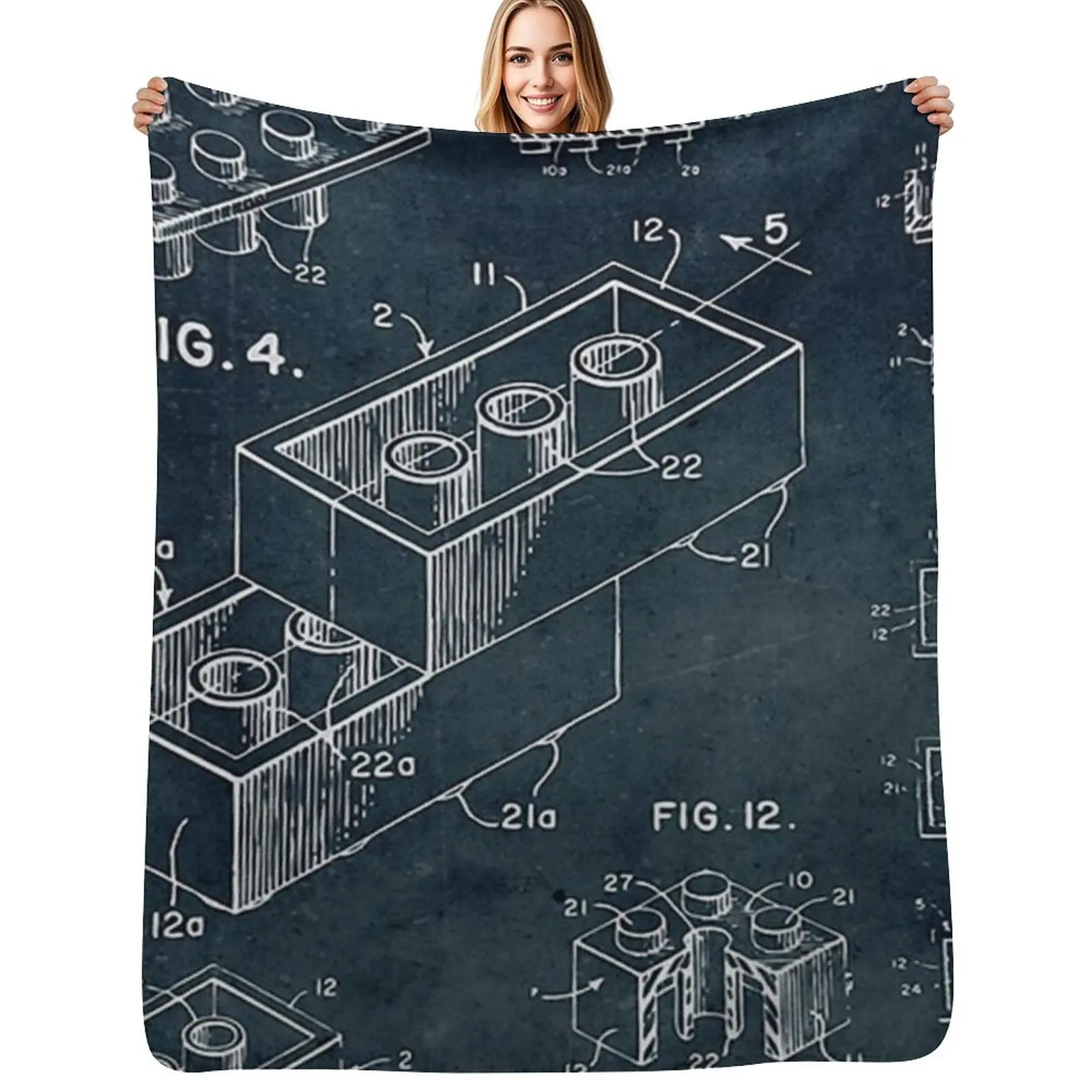 

1958 Toy Building Brick Throw Blanket Men's Soft Warm Throw Blanket for Couch
