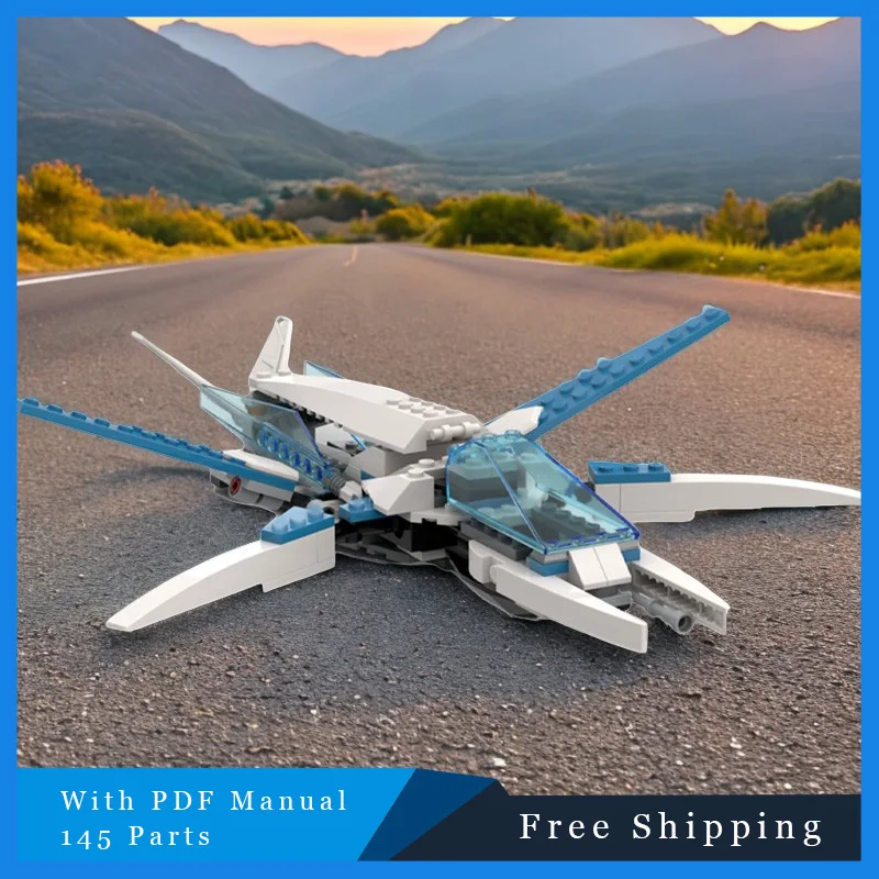 

145 Parts Creative Jet Aircraft Model MOC Building Bricks Blue Warplane Modular Technology Gifts Holiday Assemble Kids Toys Suit