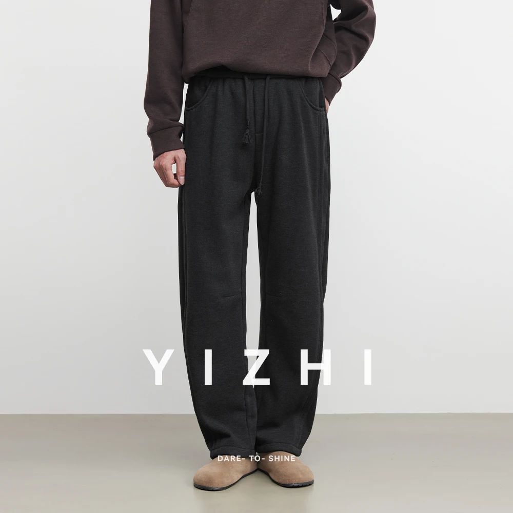 Moda masculina pesado veludo quente calças casuais 2025 outono e inverno novo solto casual malha moda versátil moletom