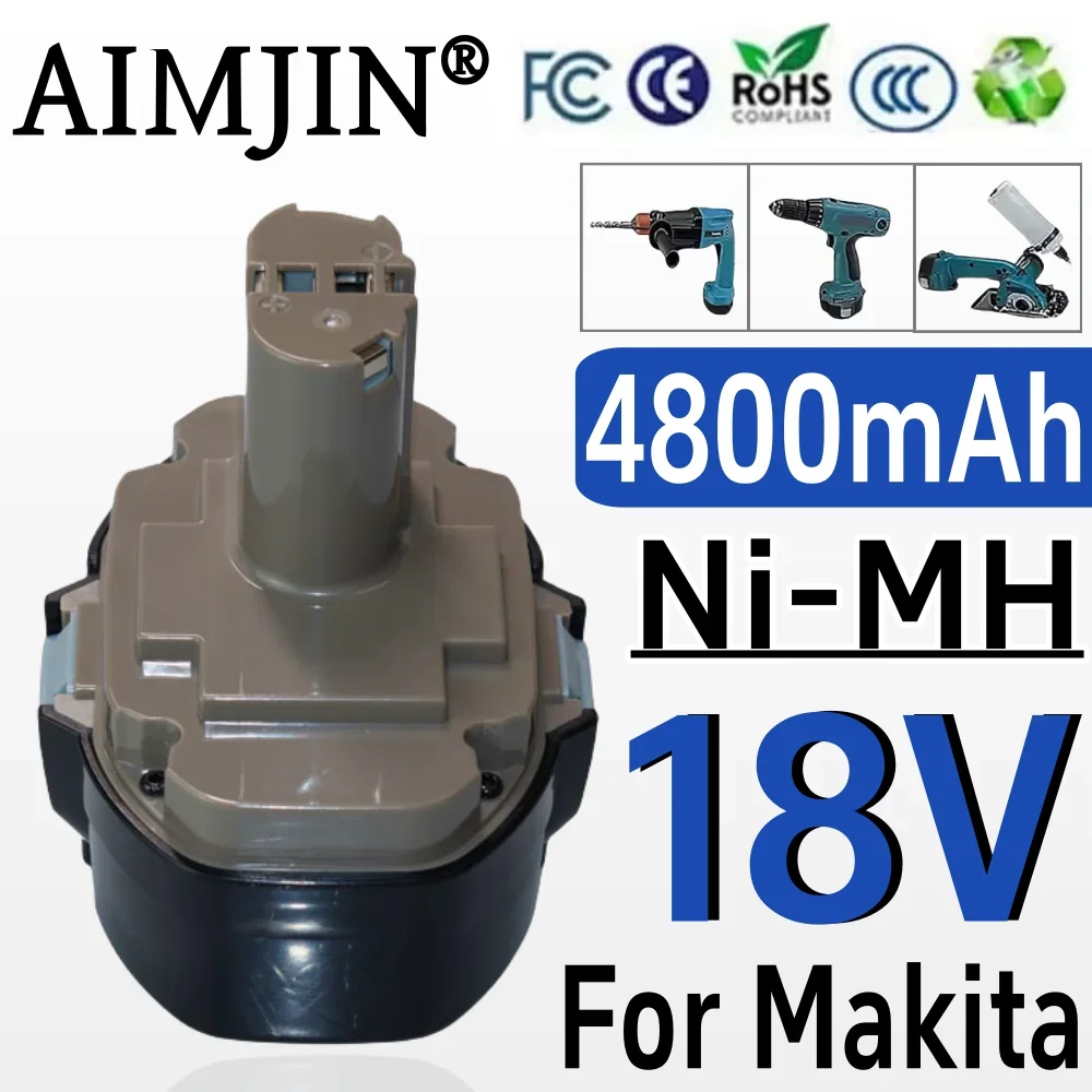 

18V Cordless Power Tool Battery 4800mAh Ni-MH Rechargeable Battery Fr Makita PA18 1822 1823 1833 1834 1835 1835F 192828-1 192829