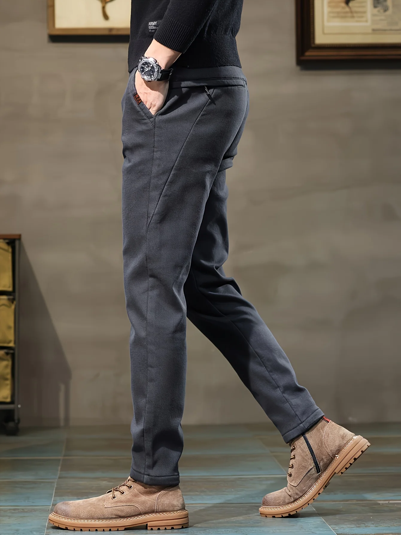 

Мужские полуформальные брюки прямого кроя для осеннего и зимнего бизнеса