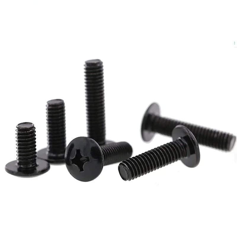 100pc M4 M5 5mm Large Flat Head Cross Bolt  Screw Mushroom Umbrella  Phillips  L=6-40mm 16mm 20mm 30mm Machine