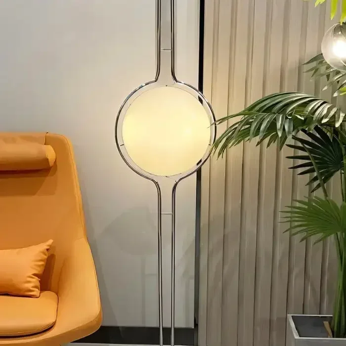 Northern European Minimalist LED Floor Lamp Chrome White Acrylic Ball Light for Living Room Hotel Home Decor Modern Art Lighting