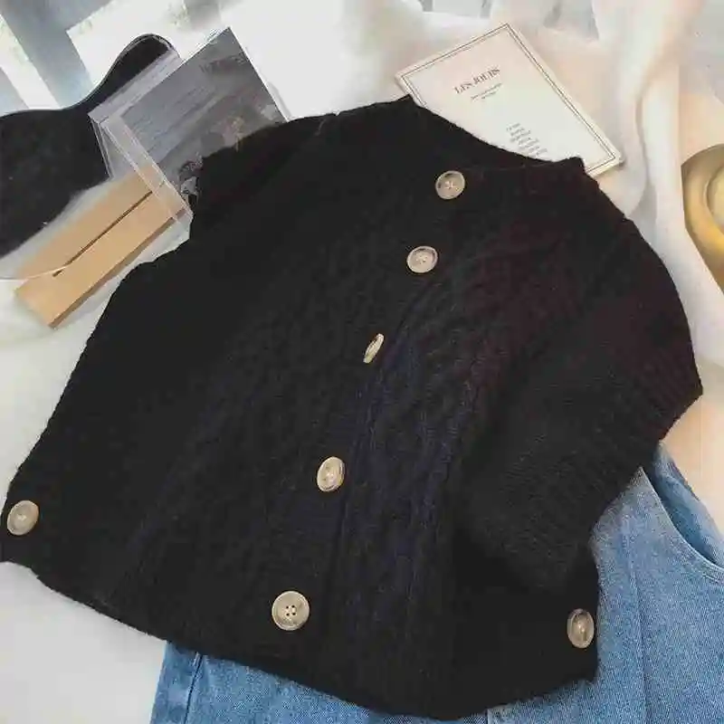 Chunky Cable Knit Sweater Vest Button Down V-Neck Sleeveless Crop Knit Top dla kobiet Teen-girl Casual Outfit