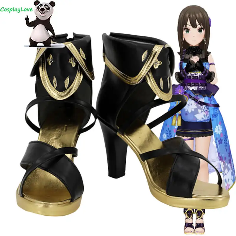 Shibuya Rin Cosplay Shoes Cosplay Black Long Boots Leather Custom Made for Christmas Halloween Gift