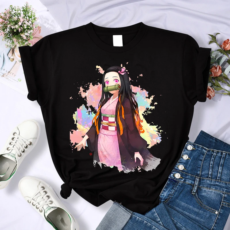 Graphic Japanese Anime Demon Slayer T Shirt Women Kimetsu No Yaiba Nezuko Tshirt Tanjirou Kamado Tee Shirt Female T-shirt Manga