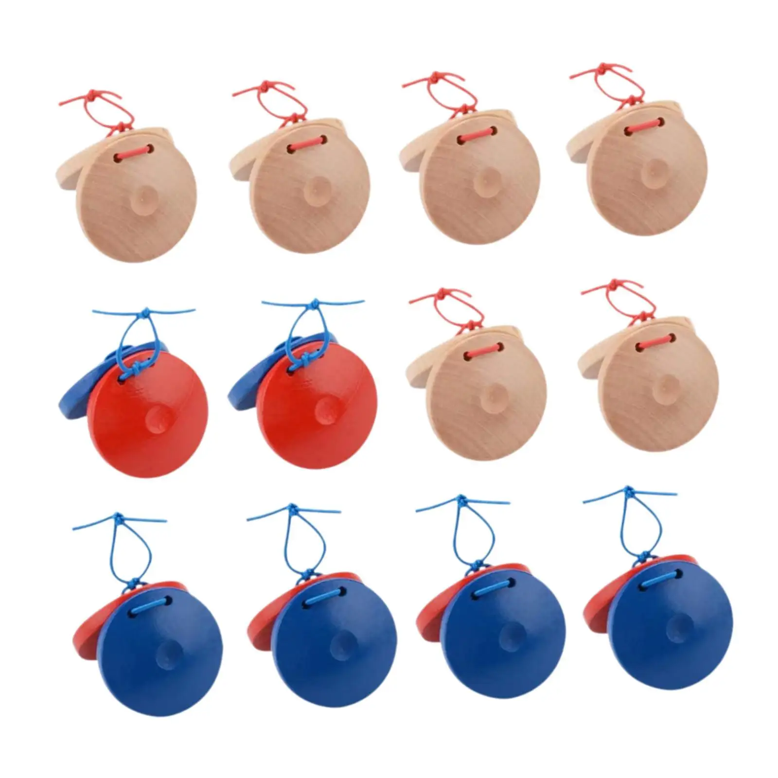 12x Percussion Instrument Set Clap Board Rhythm Creative Hand Finger Castanets Wood Castanets for Adults Kids Girls Boys Party