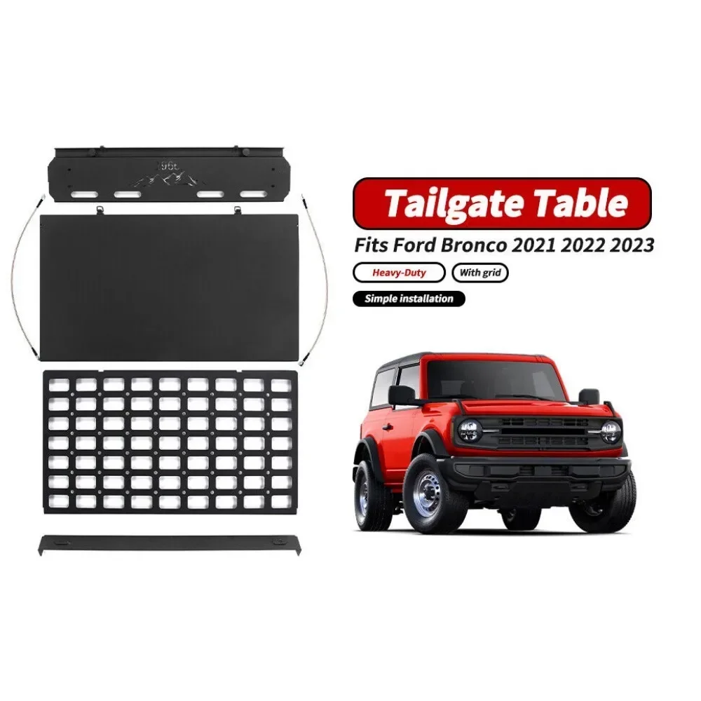 

Car Trunk Trim Tailgate Table Foldable Molle Grid For Ford Bronco Rear Cargo Shelf Plate Storage 2021-2023 Car Accessories