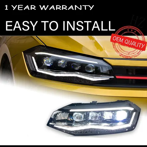 Farol LED do carro para VW Polo, Hella Hid Xenon Len Hella, Acessórios de decoração do carro, 12V, H7, 2019-2023