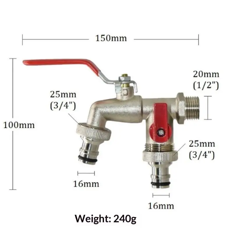 1Pcs With 2 Outlets Irrigation Joint Replacement Fitting 1/2'' 3/4'' IBC Water Tank Connector Garden Hose Tap Faucet Adapter