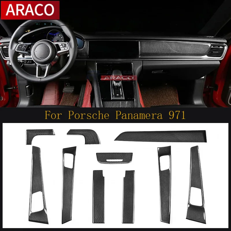 

For Porsche Panamera 971 Carbon Fiber Interior Trim Central Console Cover Door Handle Trim Dashboard Cover Storage Box Cover