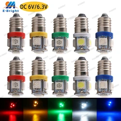 E10 Flashlight 10PCS DC 6V 6.3V 5050 5 SMD E10 LED Light Bulb Old Pinball Game Car Light Warm White Blue Red Amber Green Pink