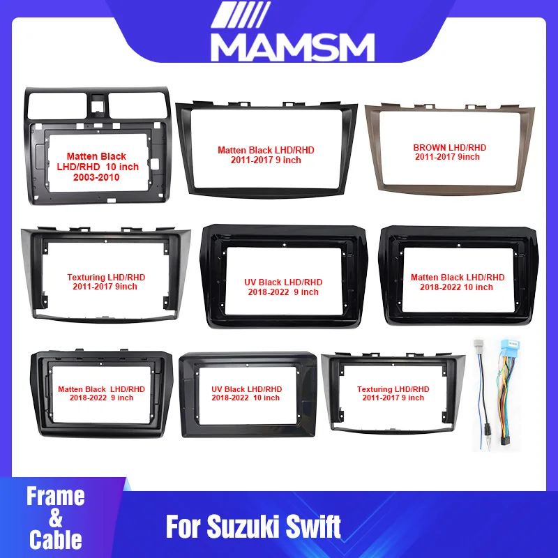 MAMSM 9&10 Inch 2 Din Radio Frame For Suzuki Swift 2003-2022 Car Player DVD Audio Panel Mount Installation Fascia Frame