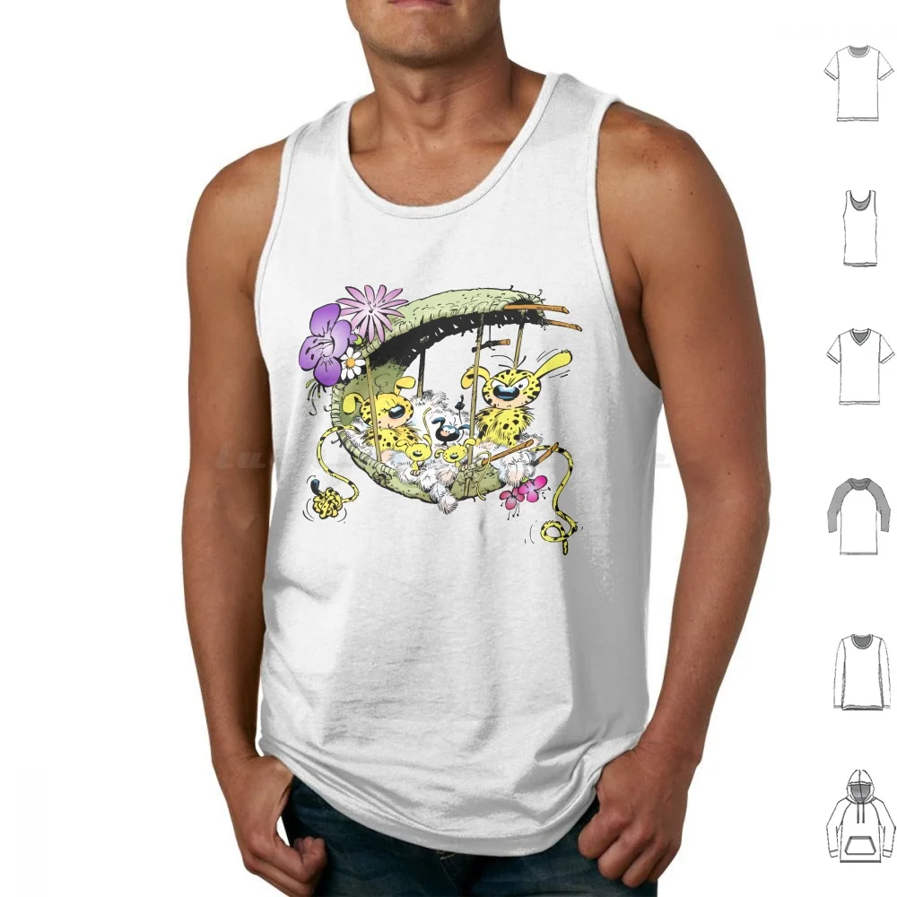 Marsupilami In Nest With Family Tank Tops Vest Sleeveless Comic Book Character Yellow André Spirou Belgium France Fantasio