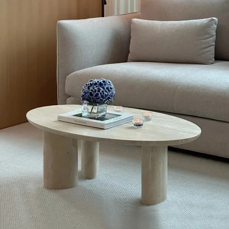 

BNatural travertine coffee table wabi-sabi wind villa living room coffee table