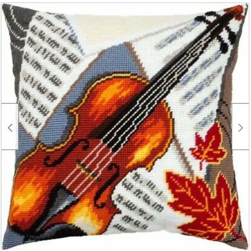 

Home decor diy Cross stitch accessories kit pillowcase 6ct Tapered embroidery needlework Guitar embroidery on canvas pattern