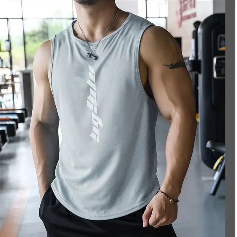 2024 NEW Fitness Sports Tank Tops Men Gyms Workout Sleeveles Shirt Male Summer Loose Undershirt basketball Running men Ves