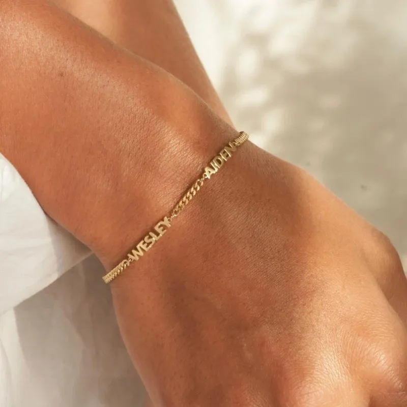 Custom Name Bracelets, Adjustable Personalized Name Anklet Bracelets Customized Jewelry Gift for Women Men