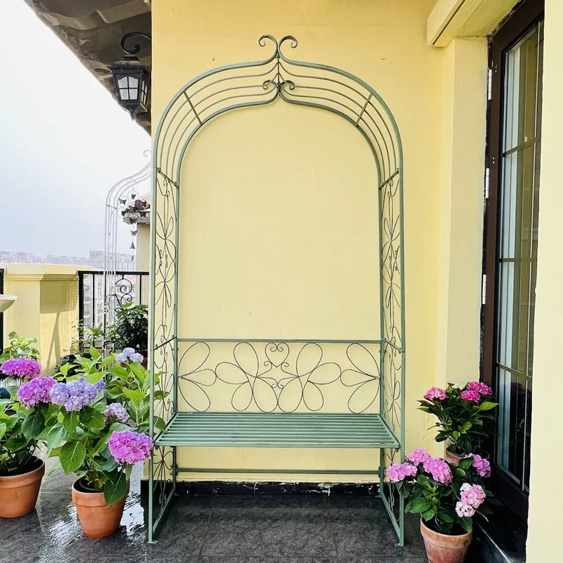 European arch flower stand outdoor courtyard wrought iron arch door outdoor climbing vine stand 2