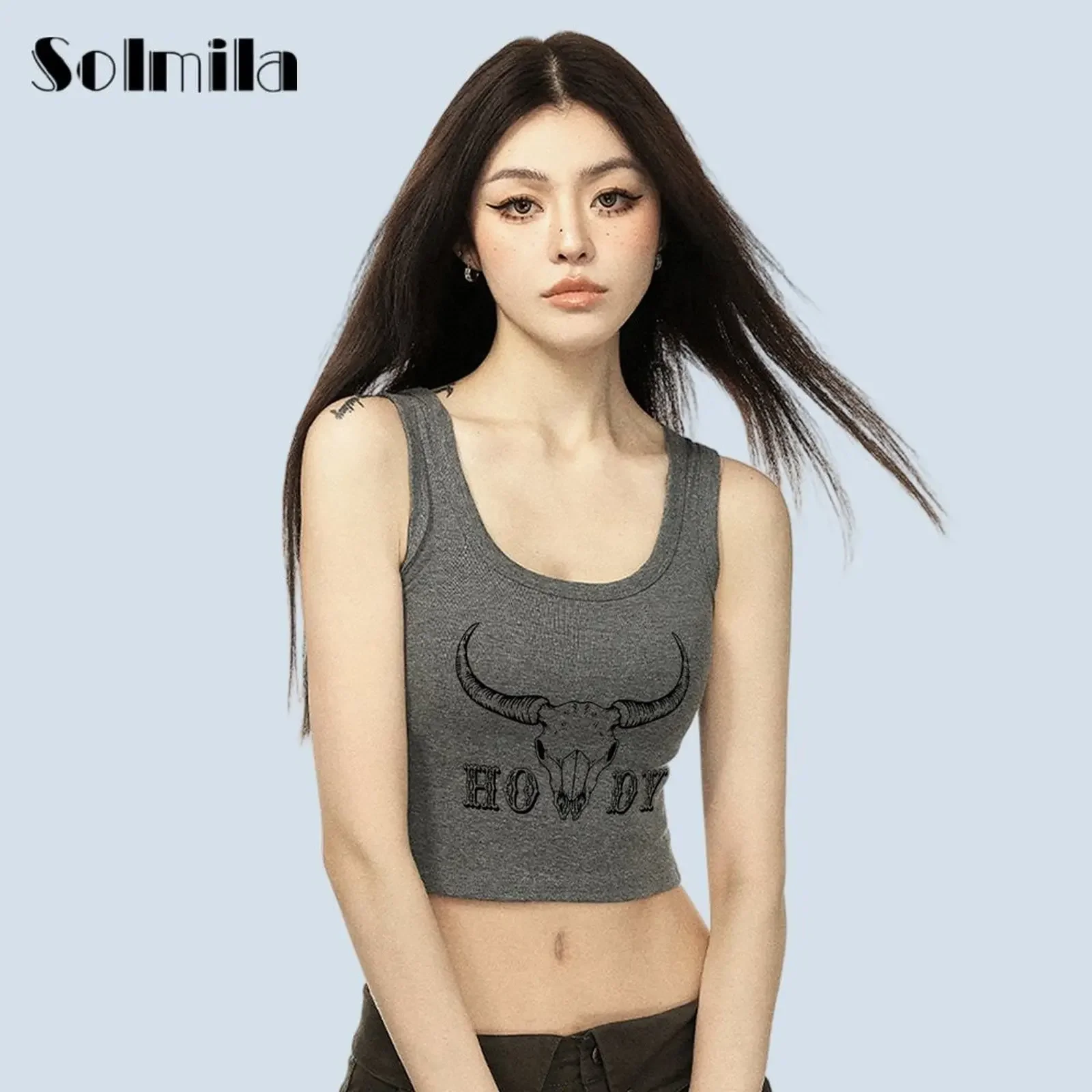 المرأة المألوف النمط الأساسي يمكن ارتداؤها كما الغرب الخارجي Howdy البقرة الجمجمة طباعة ضئيلة سترة الصيف امرأة الملابس س الرقبة تي شيرت #2