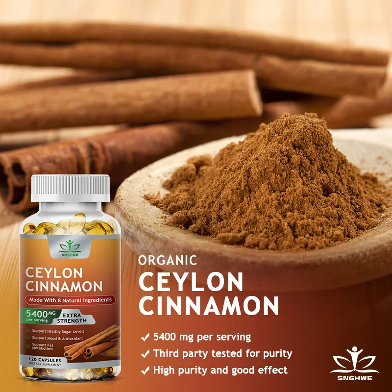 Natural Ceylon Cinnamon Capsules Nutritional Supplement - Joints, Bones, Anti-Inflammatory Support, Antioxidants Vegan