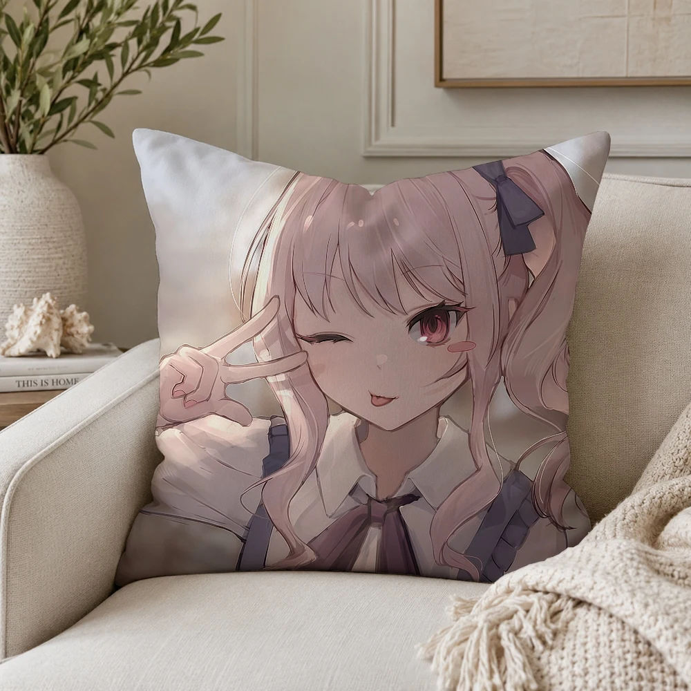 Game Girl M-Mizuki A-AkiyamaPillow Case Plush Pillow Cases Home Decoration Pillow Cover for Sofa Bed Chair Living Room