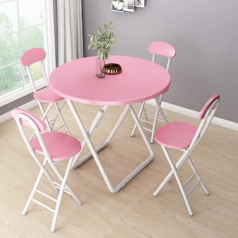 Folding stool portable round stool simple household dining table and chair bar stool heightening black sitting height 45CM.