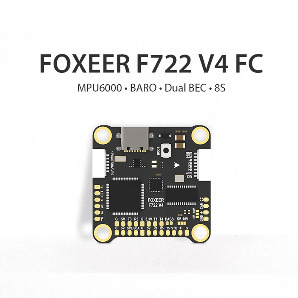 

Foxeer F722 V4 MPU6000 FC 8S Dual BEC Barometer X8 Flight Controller FPV Freestyle Drone DIY Accessories