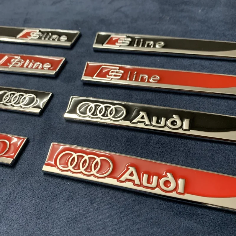 Audi Metal Car Side Fender Sticker For Audi Sline Q2 Q3 Q5 Q7 A4 A6 A3 A7 A8 TT Body Emblem 2Pcs Stickers Accessories