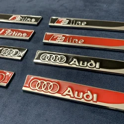 Audi Metal Car Side Fender Sticker For Audi Sline Q2 Q3 Q5 Q7 A4 A6 A3 A7 A8 TT Body Emblem 2Pcs Stickers Accessories