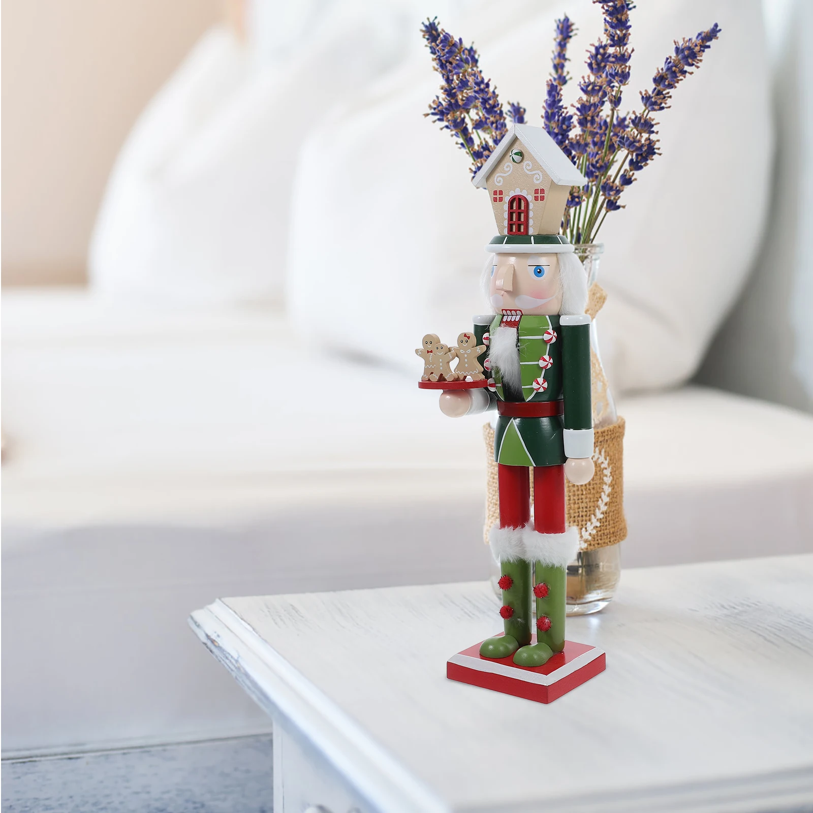 

1pcs Wooden Nutcracker Soldier Handcrafted Christmas Decor Holiday Home Decoration Gingerbread Man Ornament Desktop Shelf