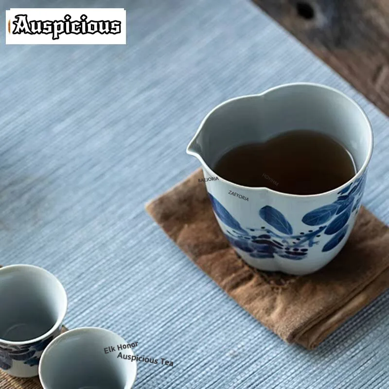 200ml Pure Hand-painted Persimmon Ceramic Tea Pitcher Tea Maker Justice Cup Chahai Household KungFu Puer Tea Ceremony Accessorie