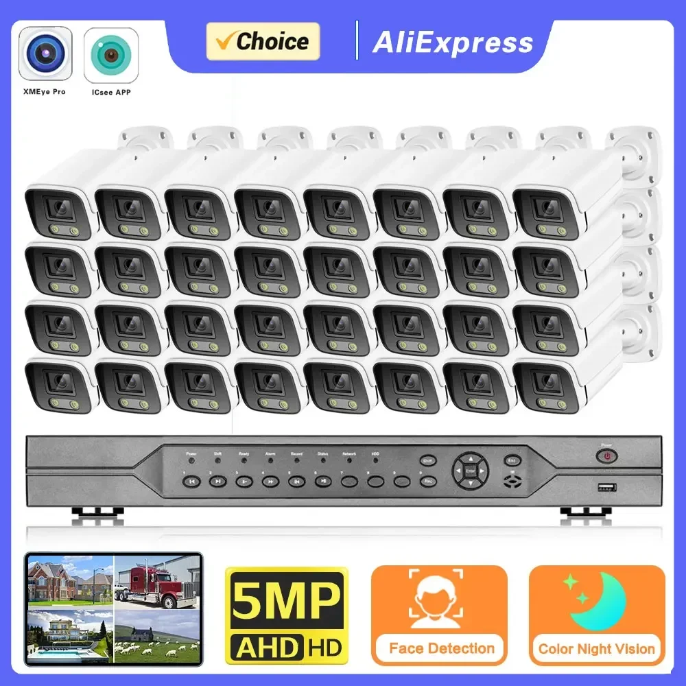 HD H.265 + 32CH 5MP DVR sistema di telecamere di sicurezza AHD 5MP impermeabile a colori visione notturna CCTV kit telecamera di videosorveglianza