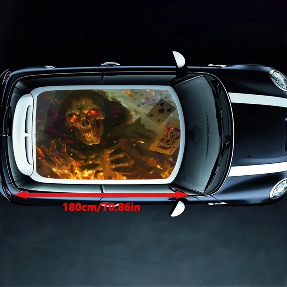 Dark Burning Skull: car vinyl wraps, vinyl car roof graphics, vinyl material to create a distinctive graphic