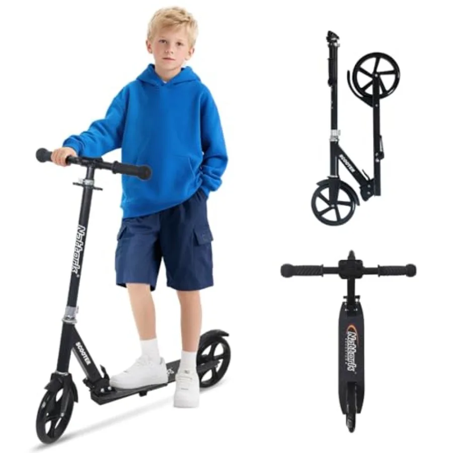 

Scooter for 8-12 Teens and Adults- Adjustable Height Folding Kick Scooter with Large Sturdy Wheels for a Smooth Ride Lightweigh