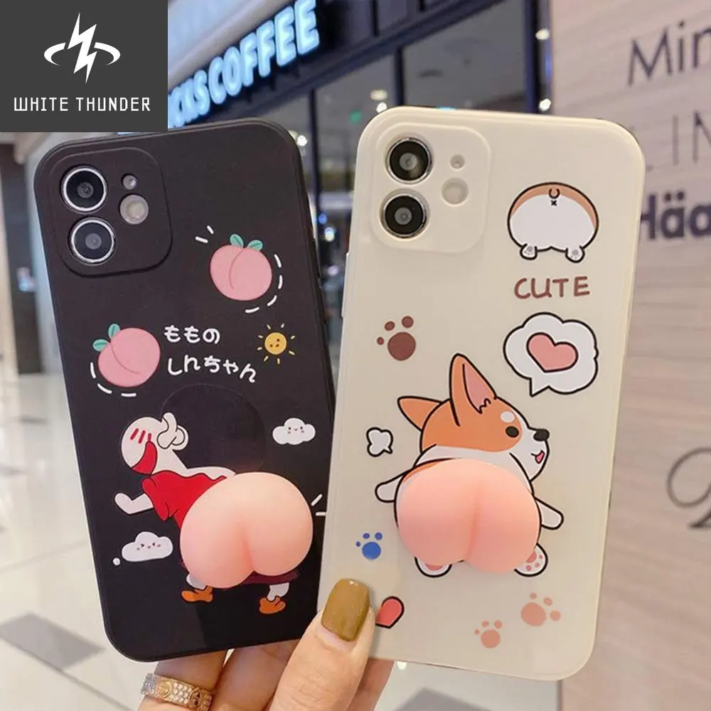 Japanese Anime Cartoon Corgi Dog Buttocks Phone Case For IPhone 13 11 12 Pro Mini X XR XS Max 6s 7 8 Plus SE Soft Silicone Cover