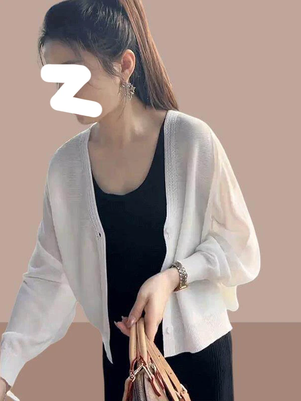 

Summer 2026 New Ice Silk Knitted Women's Light Jacket with Strap Vest Top Sun Protection Thin Outerwear Cover up Small Coat
